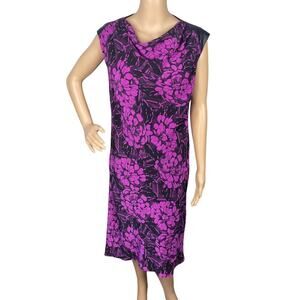 Bottega Veneta $2200 2014 Runway Purple Black Silk Floral Shift Dress SZ 6